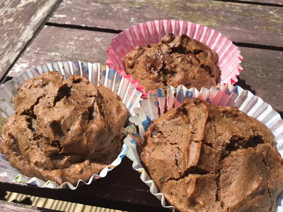 Low sugar easter chocolate broccoli muffins